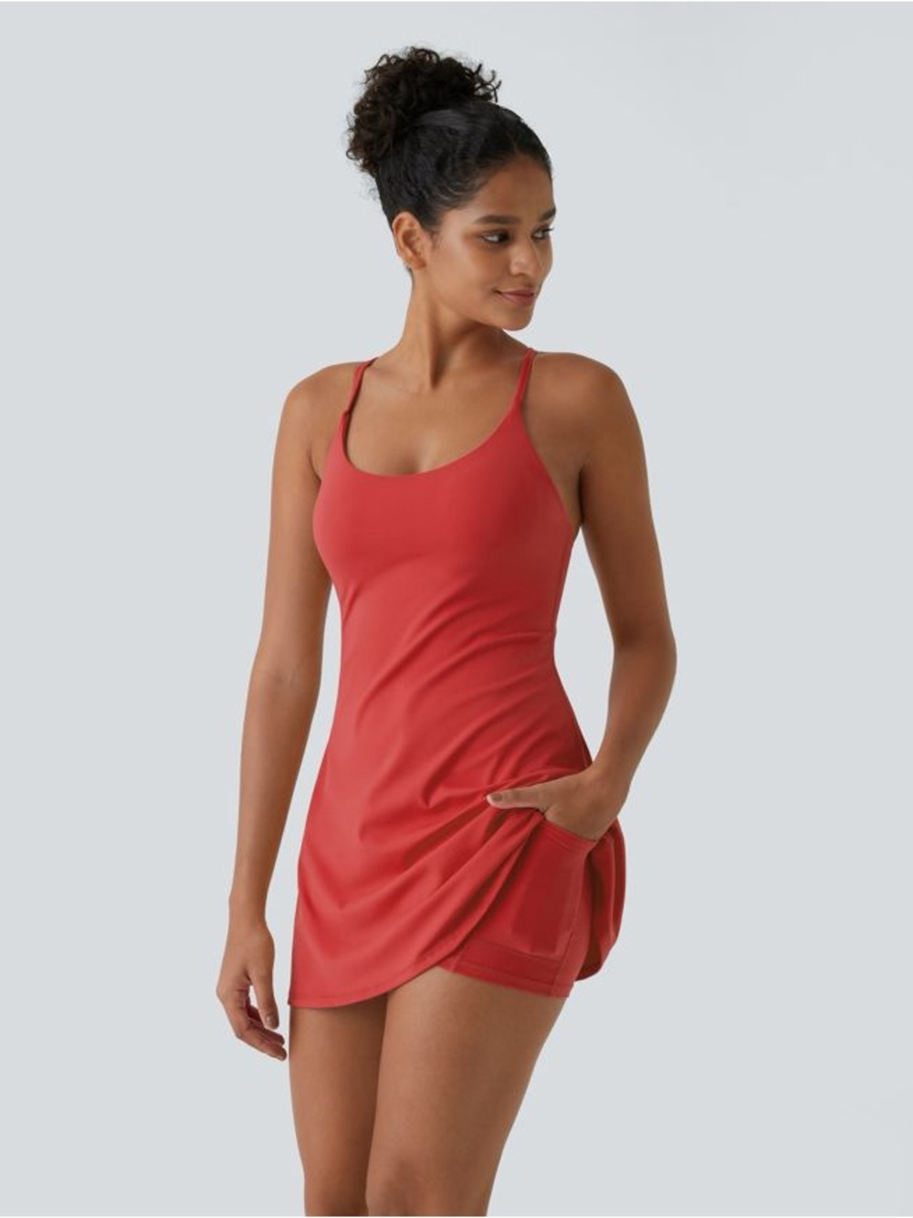 HALARA Red Mini Dress with Slim Straps